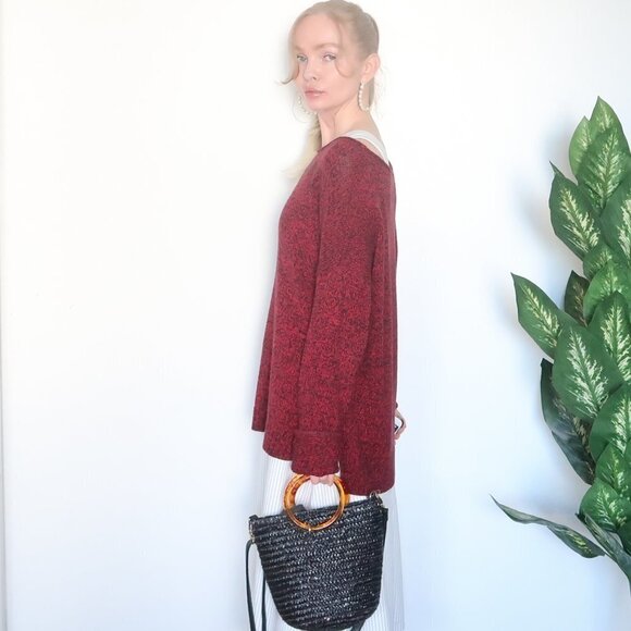 Ralph Lauren Jeans Burgundy & Black Boat Neck Long Sleeve Pullover Sweater Sz. M - Picture 3 of 16